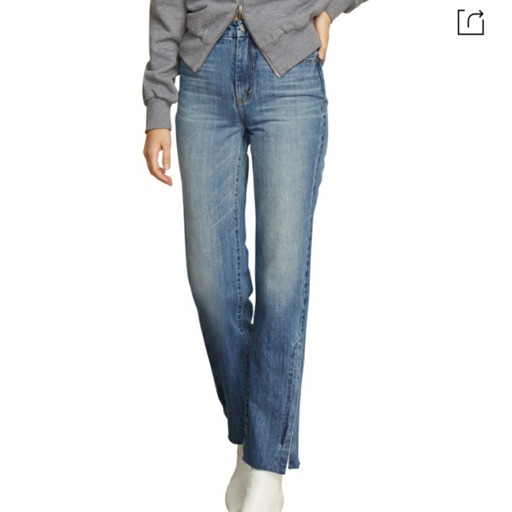 HABITUAL High Rise Side Slit Raw Hem Jeans